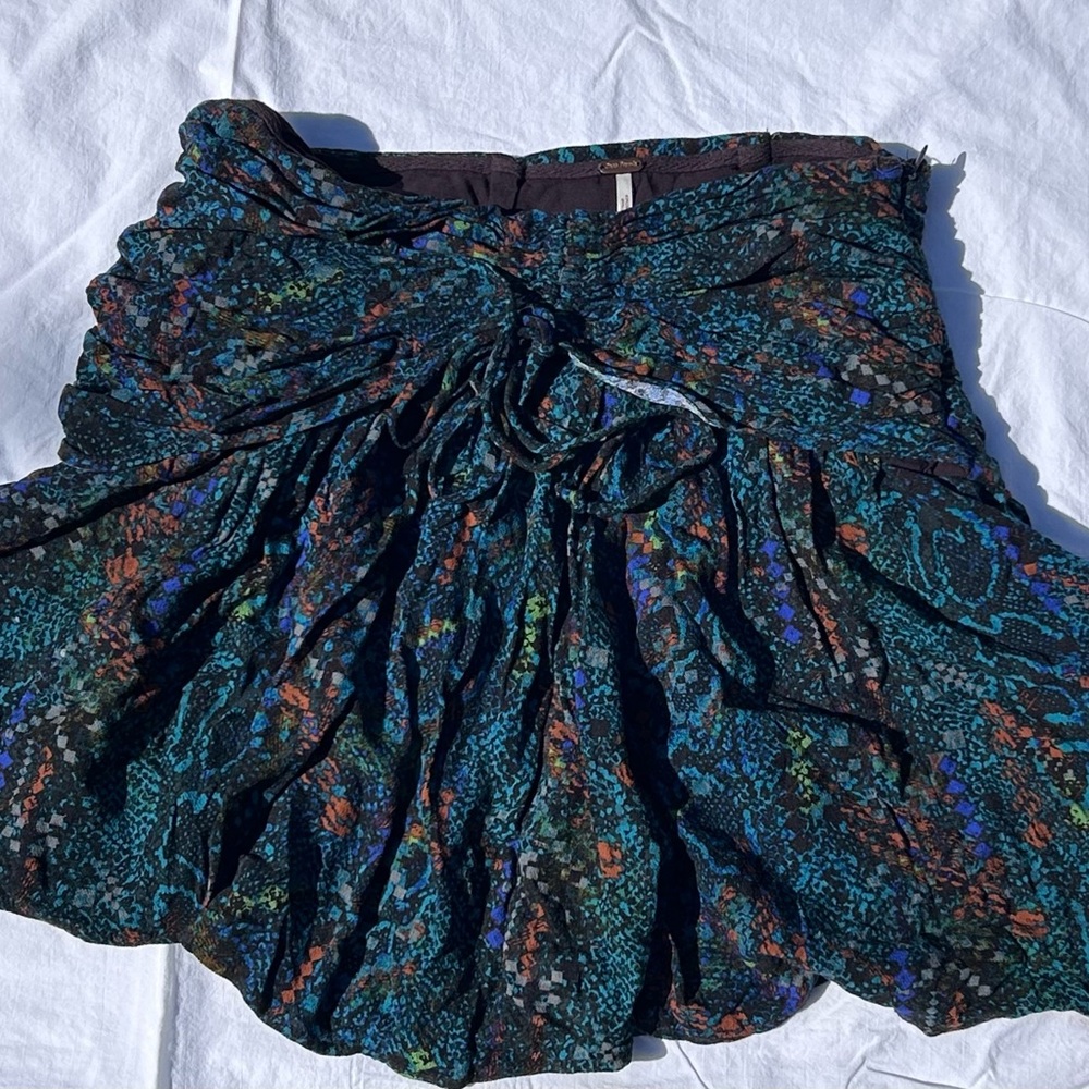 Free People snake print rainbow ruffle skirt